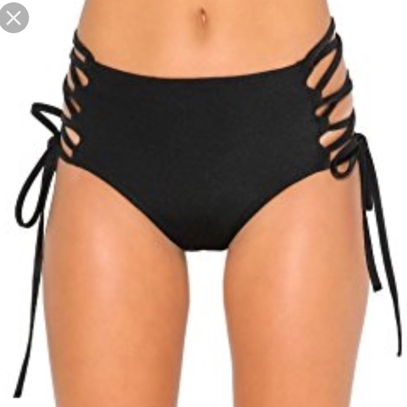 high waisted side tie bikini bottom